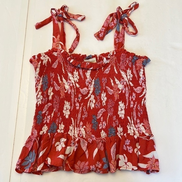 Cynthia Rowley Cinched Peplum Crop Trop Tie shoulders New NWT Size Small - Picture 1 of 8